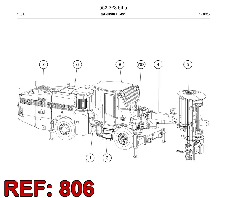 55220628 552 206 28 Hosing - Sandvik Technical Drawing
