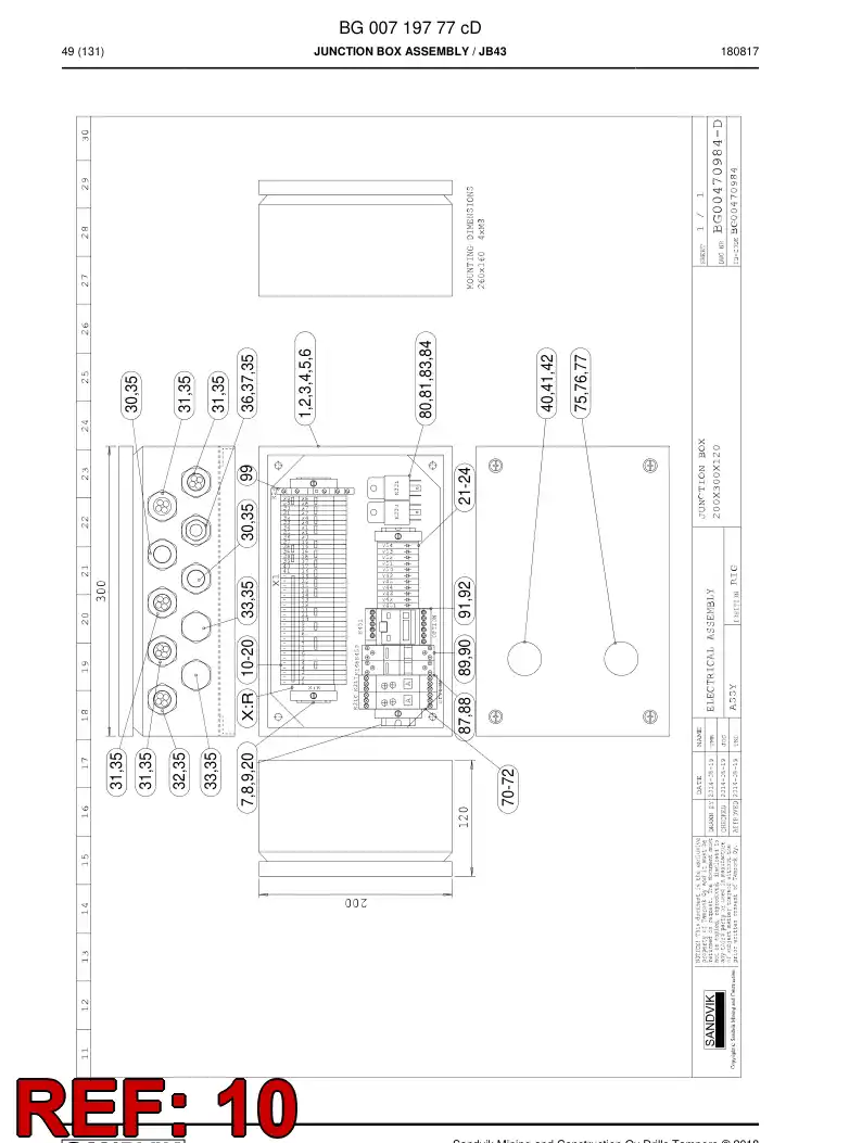 55220651 552 206 51 Terminal marking strip - Sandvik Technical Drawing