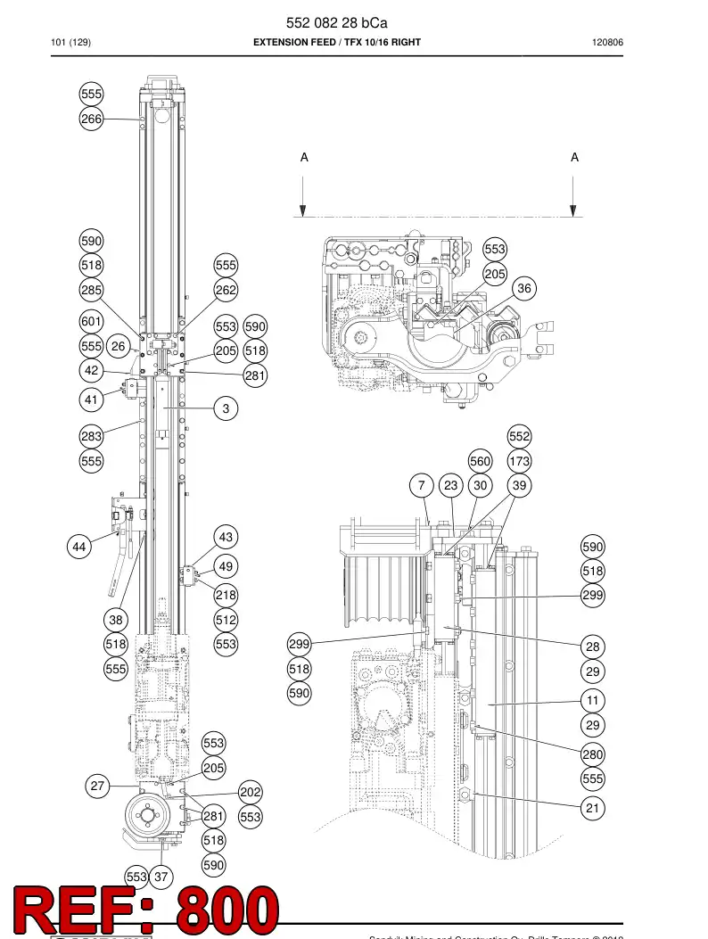 55220798 552 207 98 HOSING - Sandvik Technical Drawing