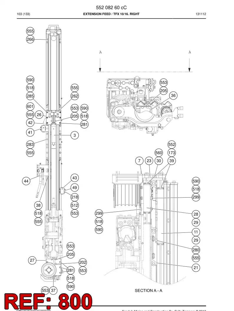 55220798d 552 207 98d Hosing Set - Sandvik Technical Drawing