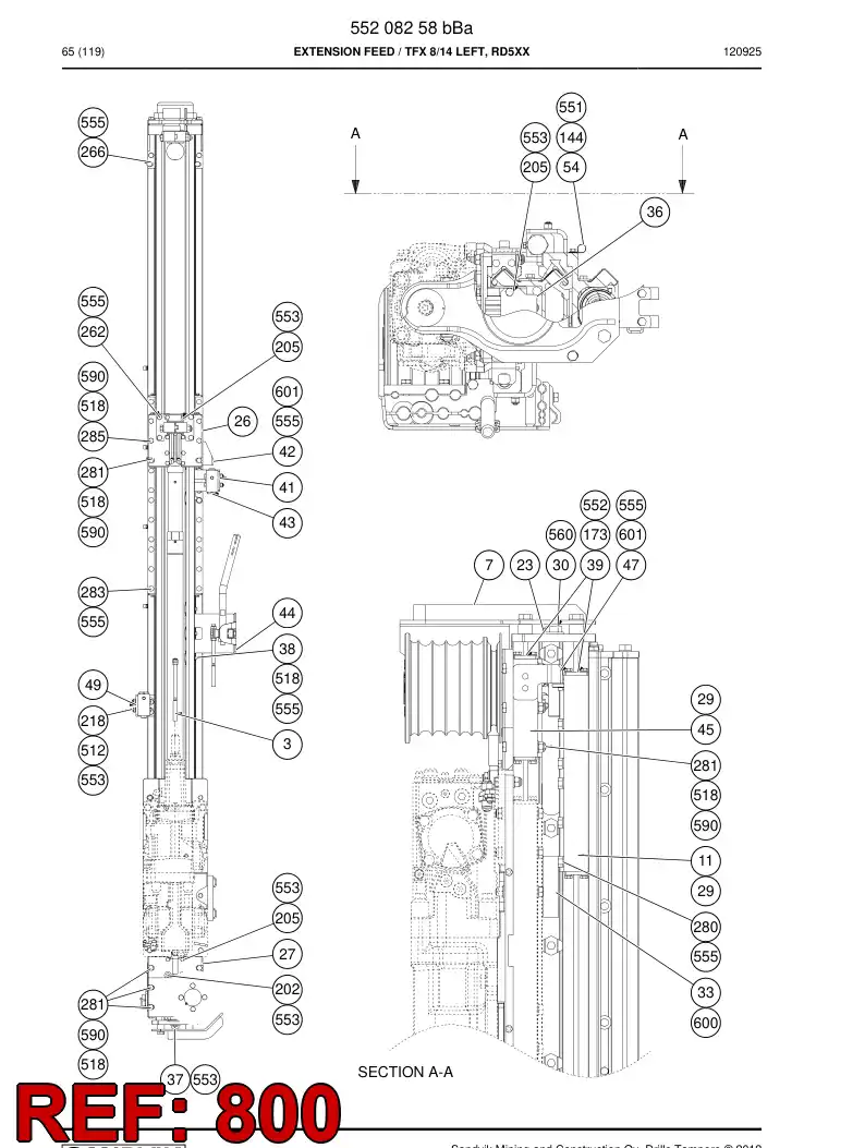 55220799 552 207 99 Hosing - Sandvik Technical Drawing