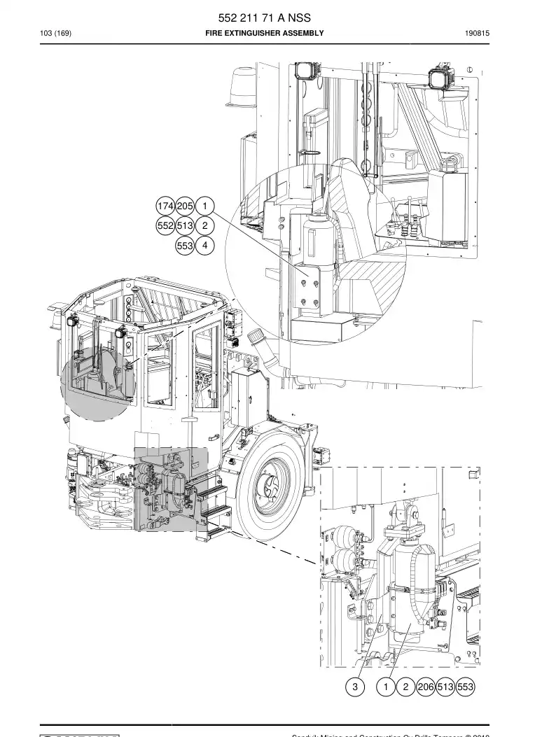 55221171 552 211 71 Fire Extinguisher Assembly - Sandvik Technical Drawing