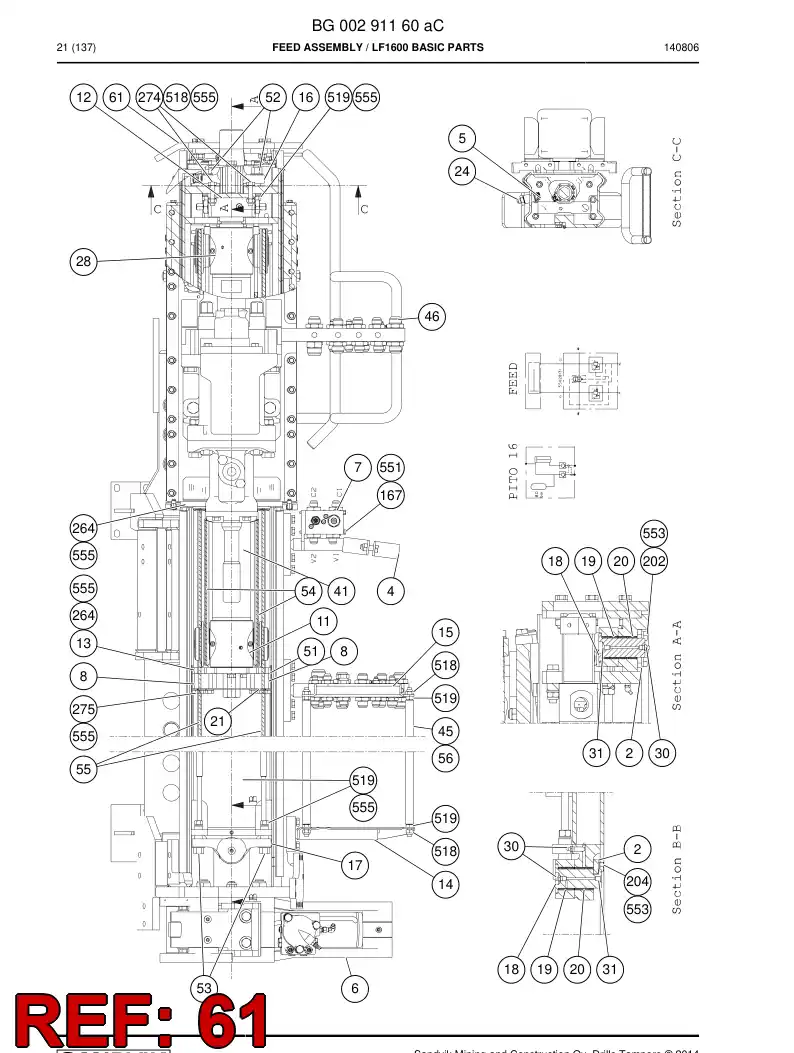 55221326 552 213 26 Plate, Cover - Sandvik Technical Drawing