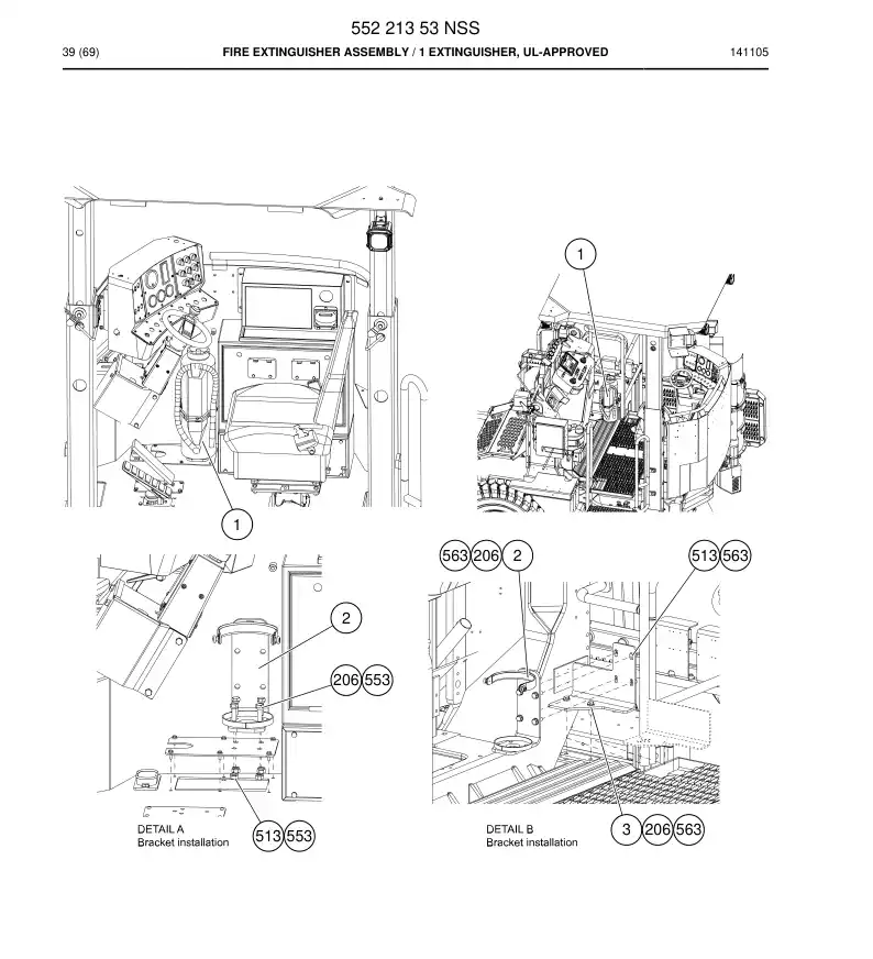 55221353 552 213 53 Fire Extinguisher Assembly - Sandvik Technical Drawing