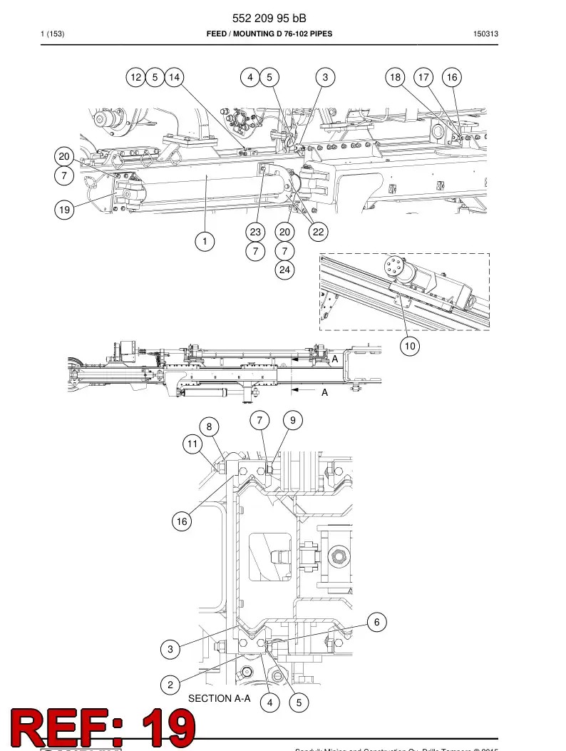 55221395 552 213 95 Plate lug - Sandvik Technical Drawing
