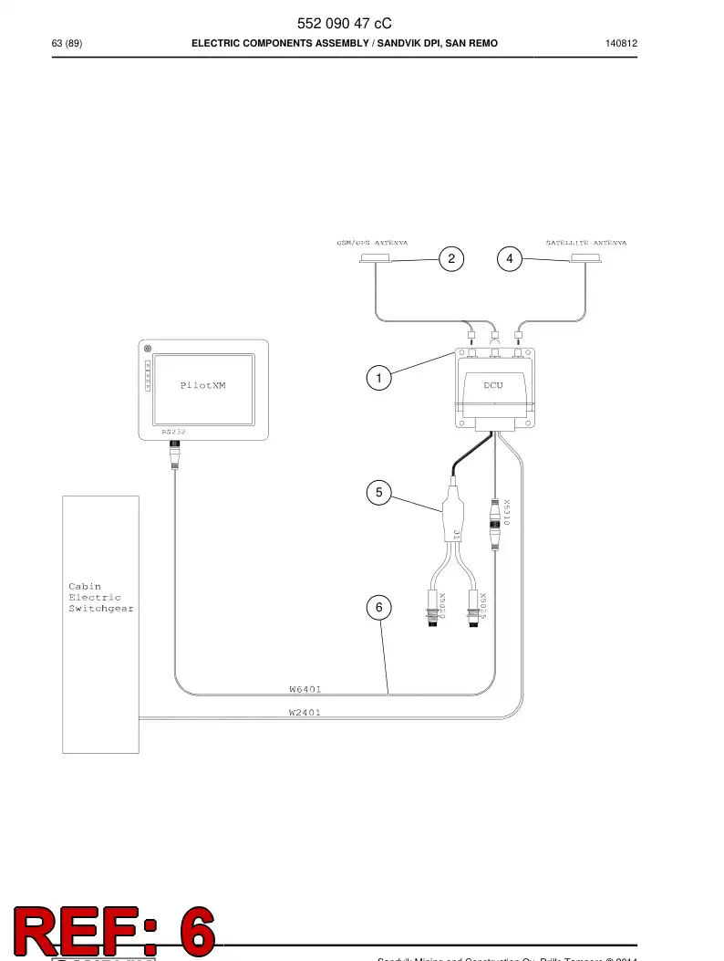 55221439 552 214 39 Cable, Pre-Wired Plug - Sandvik Technical Drawing