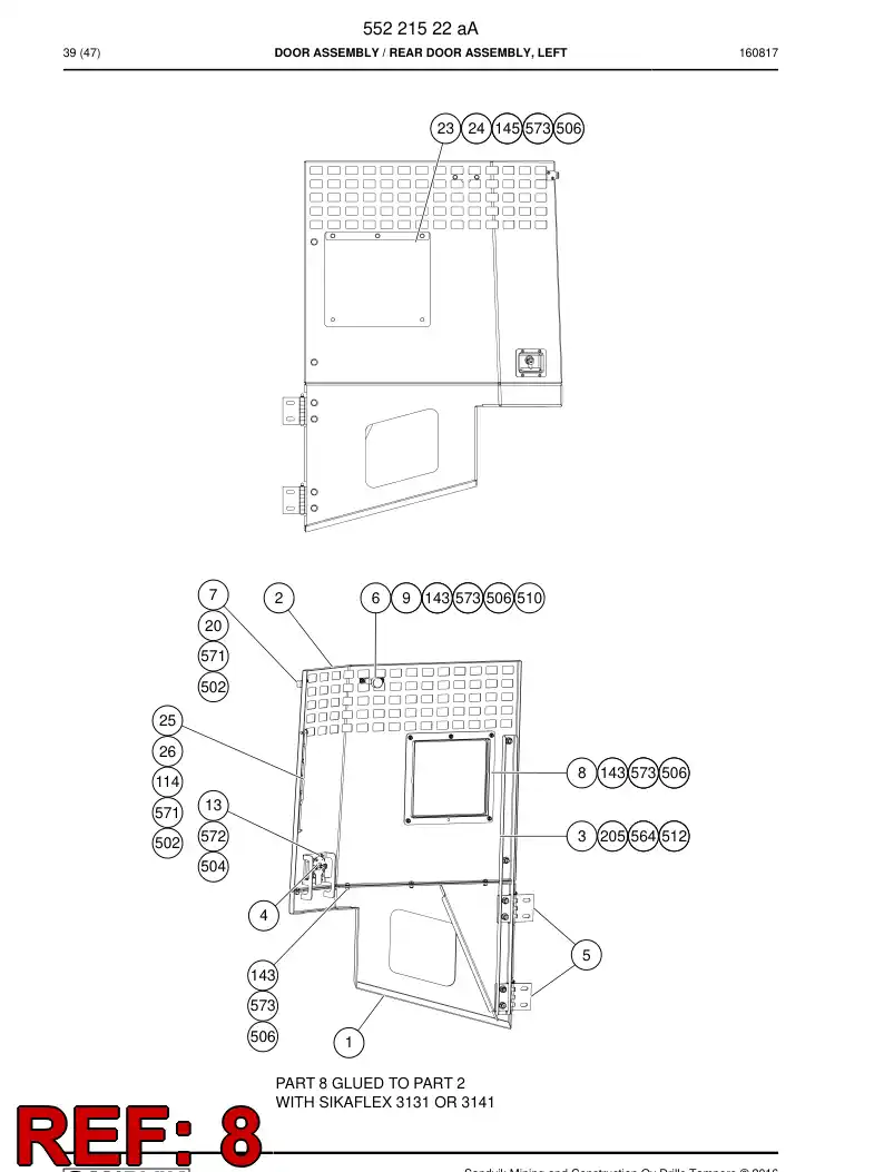 55221530 552 215 30 Stiffener - Sandvik Technical Drawing