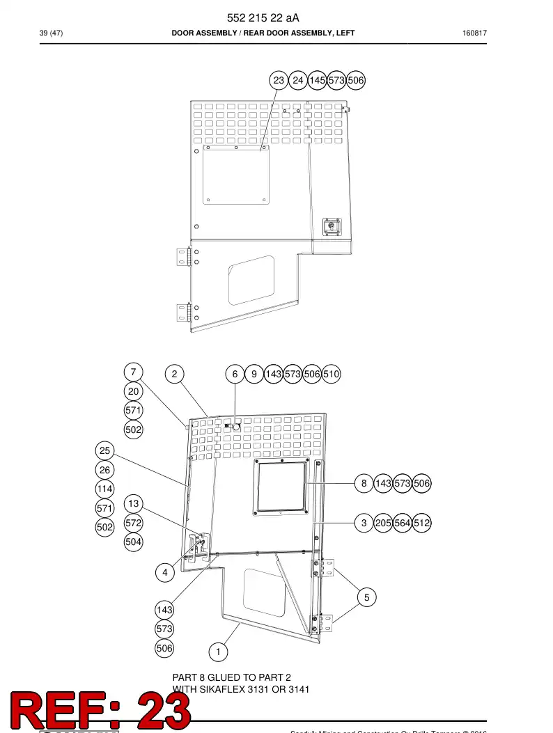 55221531 552 215 31 Plate - Sandvik Technical Drawing