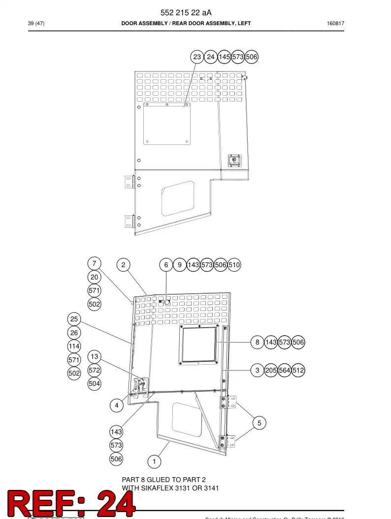 55221533 552 215 33 Cover, Plastic - Sandvik Technical Drawing