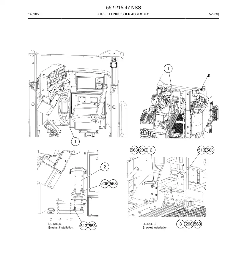 55221547 552 215 47 Fire Extinguisher Assembly - Sandvik Technical Drawing