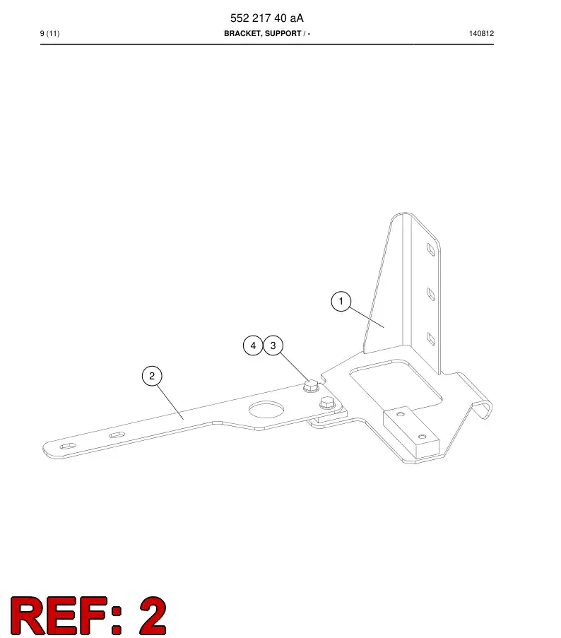 55221744a 552 217 44a Plate, Backing - Sandvik Technical Drawing
