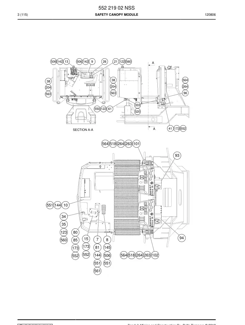 55221902 552 219 02 Safety canopy module - Sandvik Technical Drawing