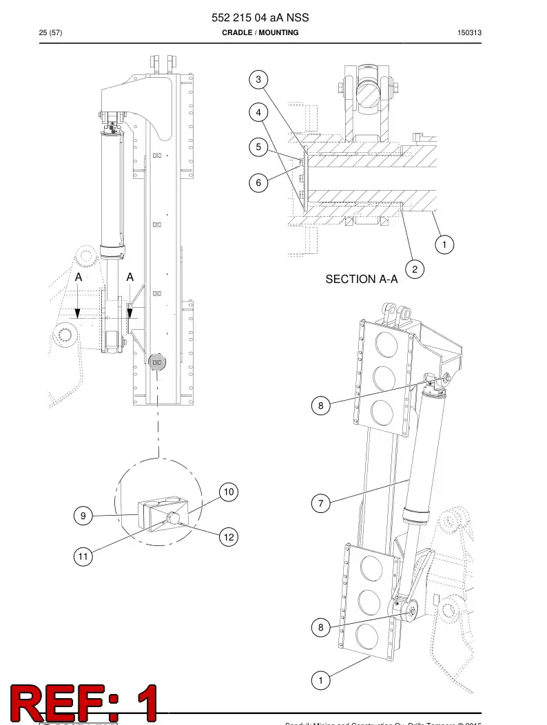 55222257 552 222 57 Cradle - Sandvik Technical Drawing