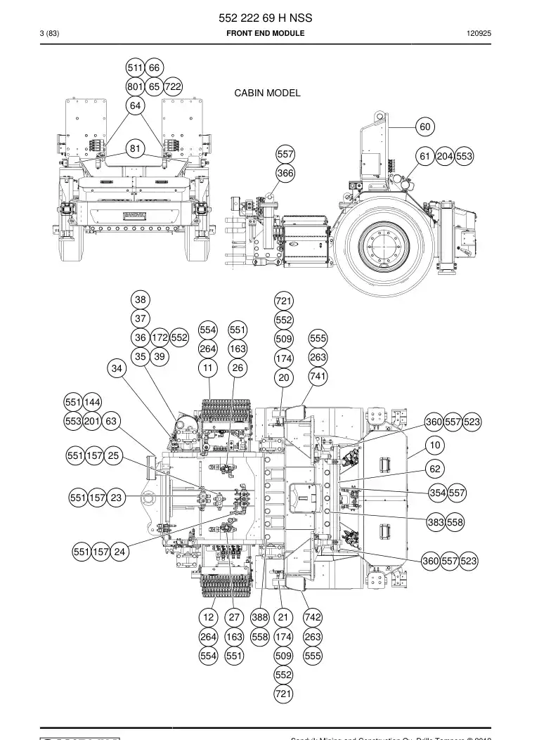 55222269 552 222 69 Front end module - Sandvik Technical Drawing