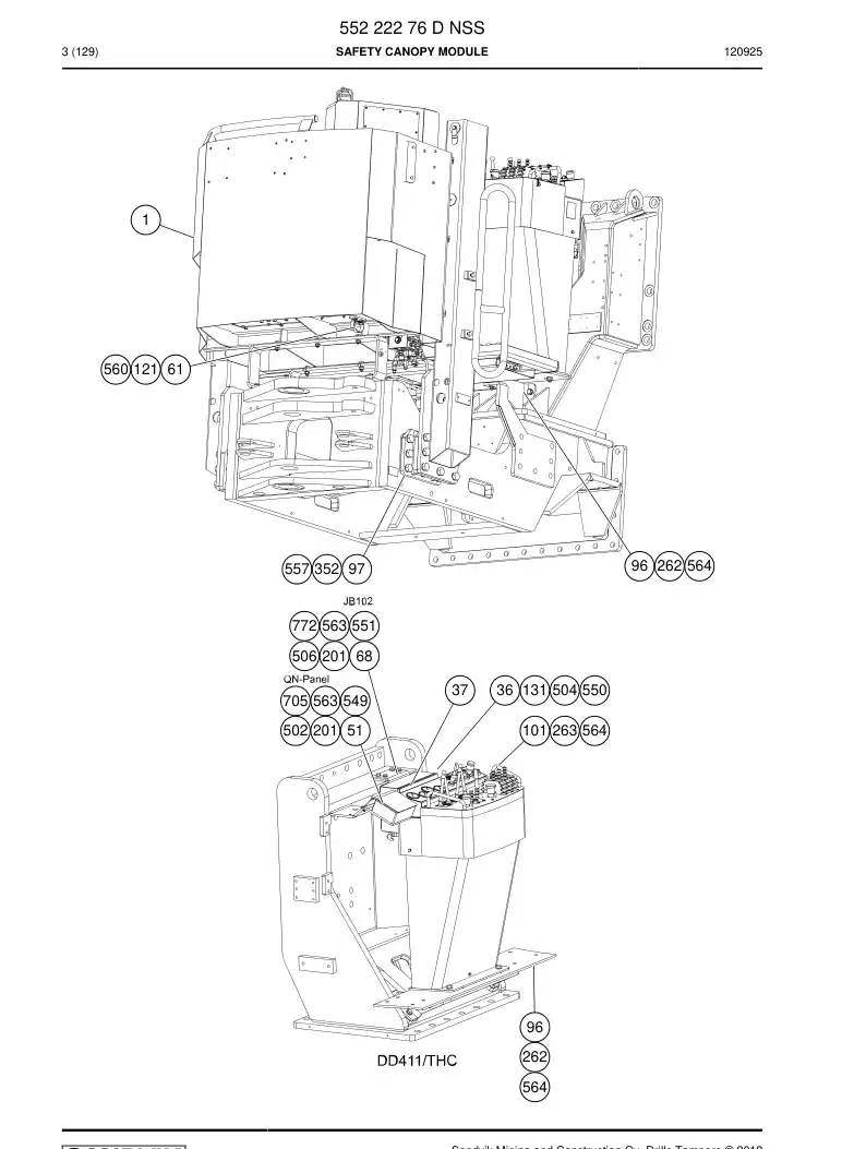 55222276 552 222 76 Safety canopy module - Sandvik Technical Drawing