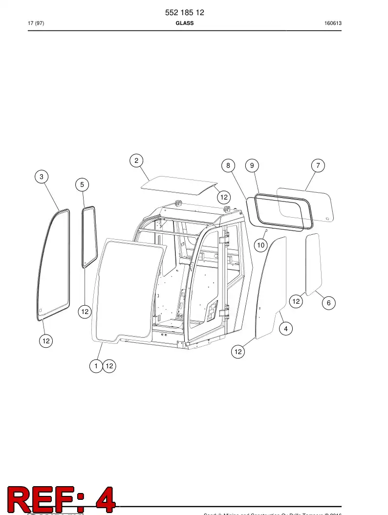 55222309a 552 223 09a Glass - Sandvik Technical Drawing