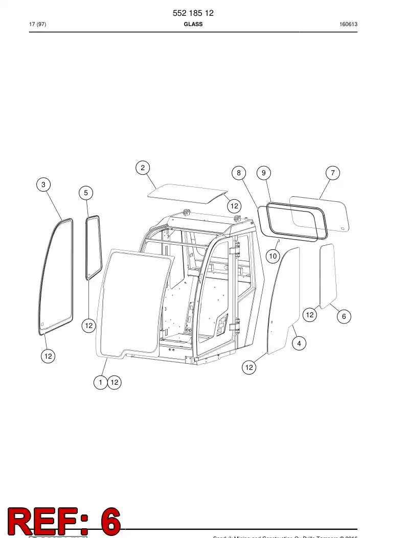 55222311a 552 223 11a Glass - Sandvik Technical Drawing