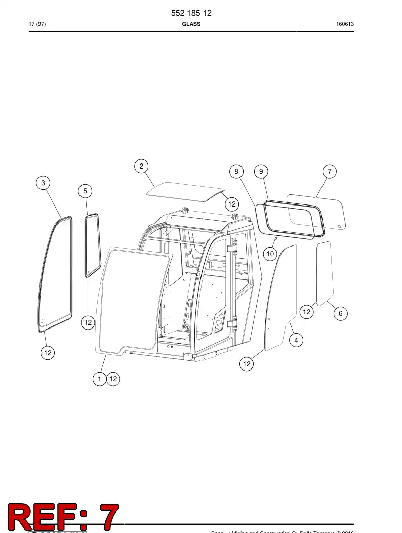 55222312a 552 223 12a Glass - Sandvik Technical Drawing