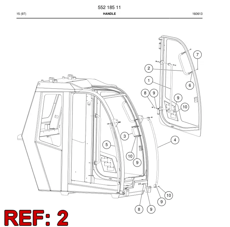 55222316 552 223 16 Handle - Sandvik Technical Drawing