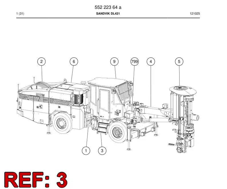 55222355a 552 223 55a Front end module - Sandvik Technical Drawing
