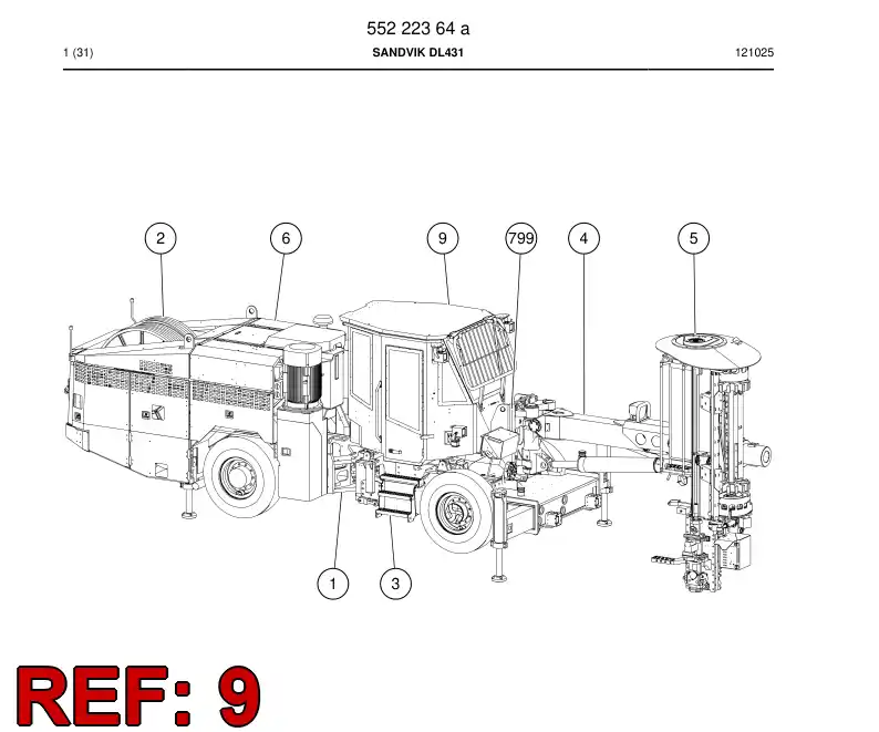55222362b 552 223 62b Cabin module - Sandvik Technical Drawing