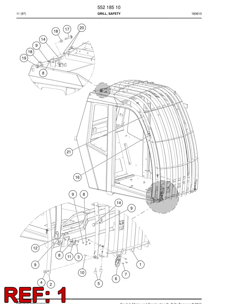 55222390 552 223 90 Grill, Safety - Sandvik Technical Drawing