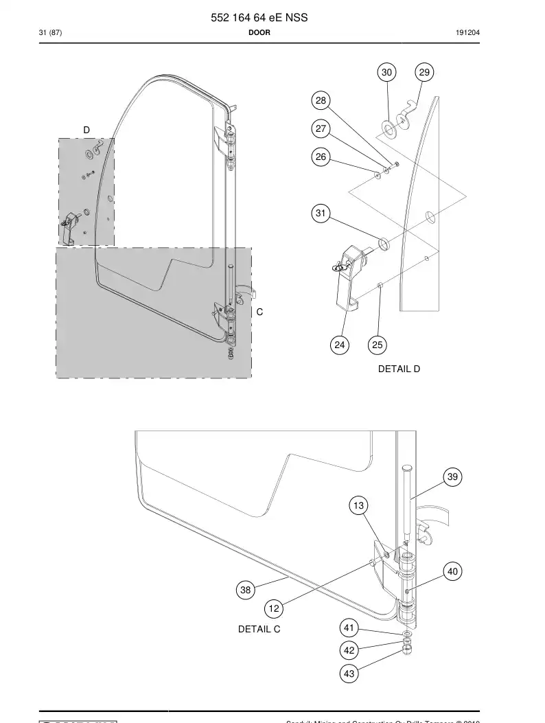 55222569b 552 225 69b Door - Sandvik Technical Drawing