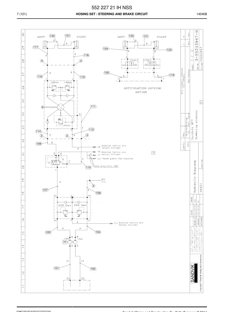 55222721l 552 227 21l Hosing Set - Sandvik Technical Drawing