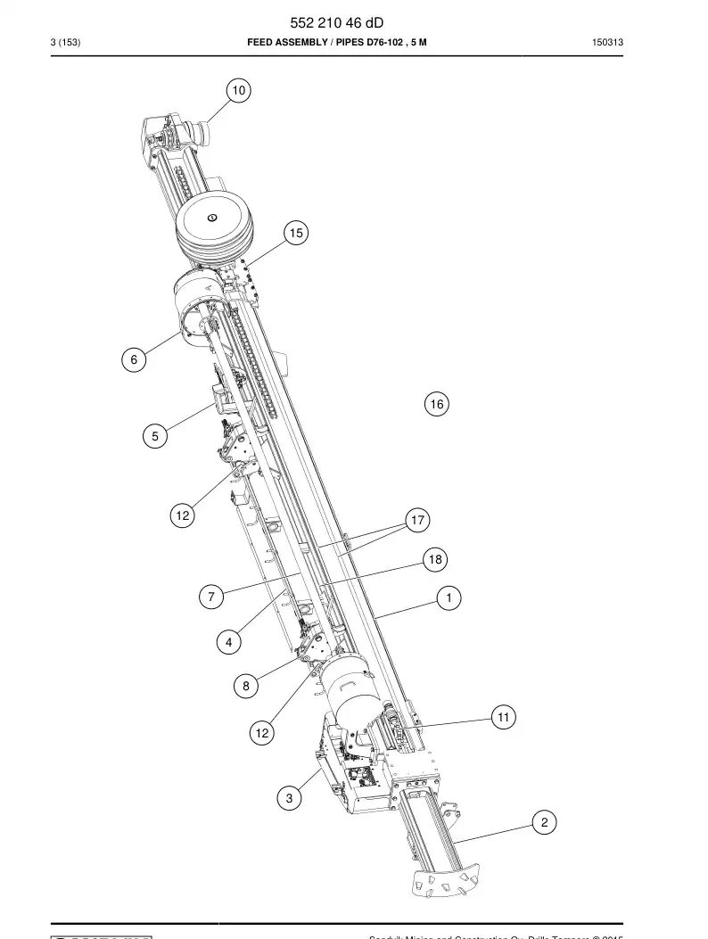 55222820u 552 228 20u Rail, Slide - Sandvik Technical Drawing
