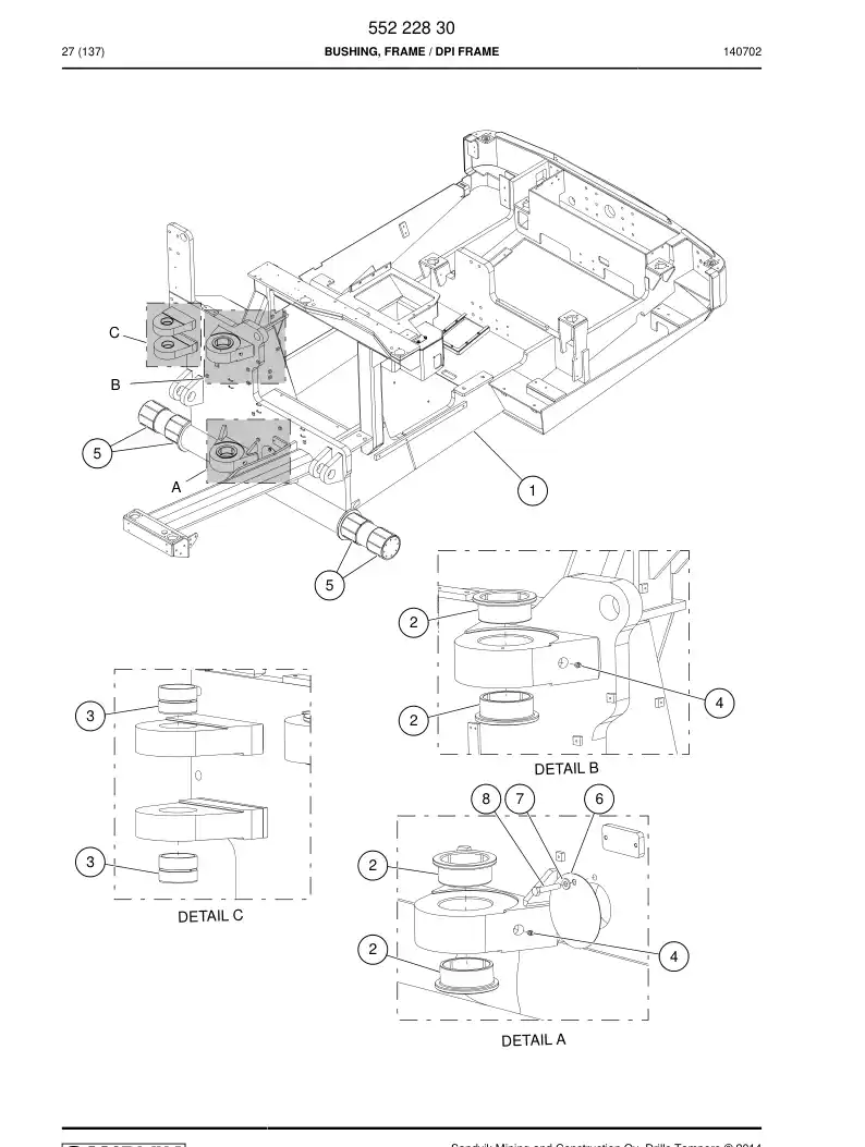 55222830 552 228 30 Bushing, Frame - Sandvik Technical Drawing