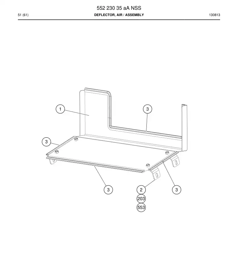 55223035a 552 230 35a Deflector, Air - Sandvik Technical Drawing