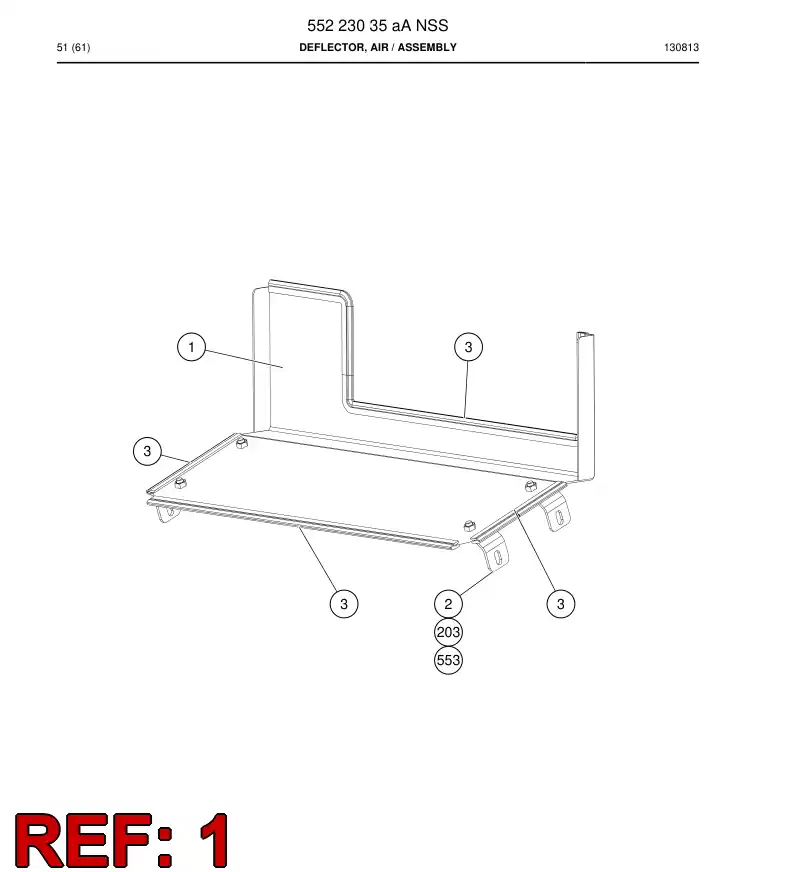 55223037a 552 230 37a Deflector, Air - Sandvik Technical Drawing
