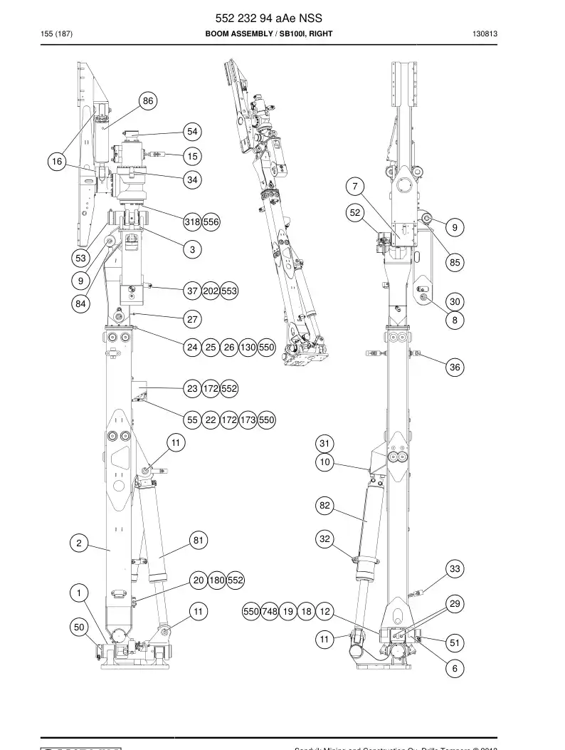 55223294a 552 232 94a Boom Assembly - Sandvik Technical Drawing