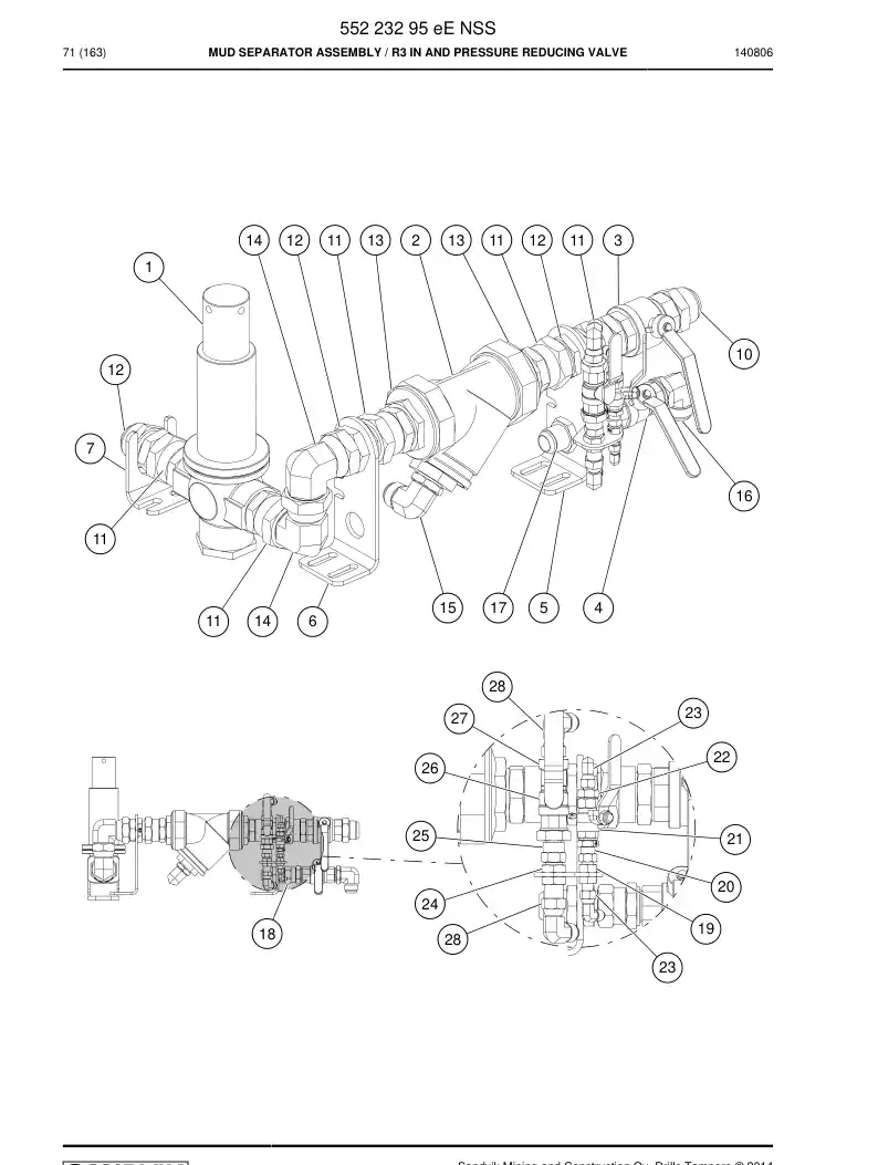 55223295e 552 232 95e Mud Separator Assembly - Sandvik Technical Drawing