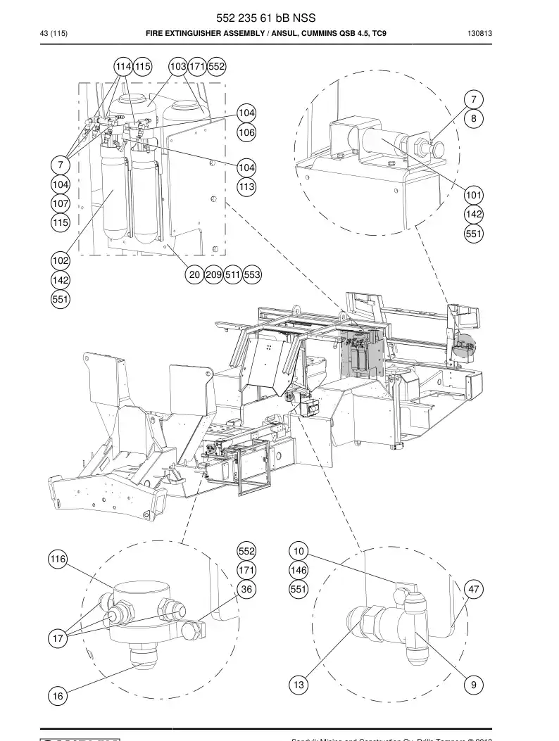 55223561b 552 235 61b Fire Extinguisher Assembly - Sandvik Technical Drawing