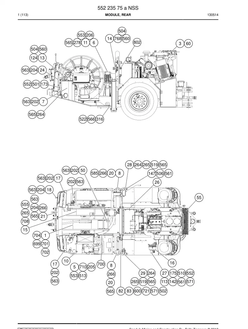 55223575a 552 235 75a Module, Rear - Sandvik Technical Drawing
