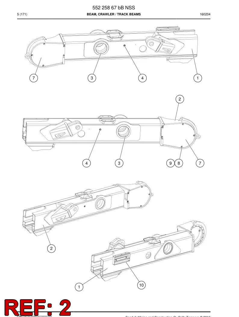 55223848a 552 238 48a Beam, Crawler - Sandvik Technical Drawing