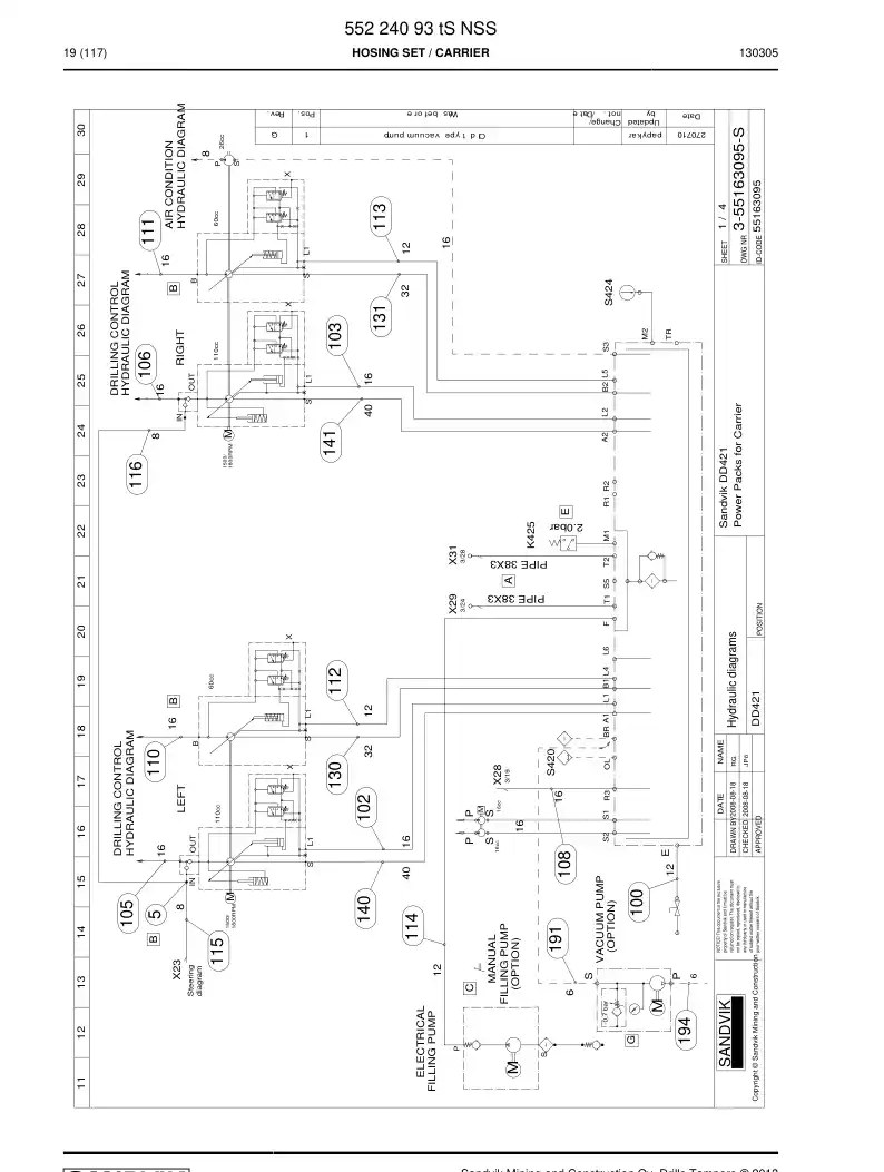55224093t 552 240 93t Hosing Set - Sandvik Technical Drawing