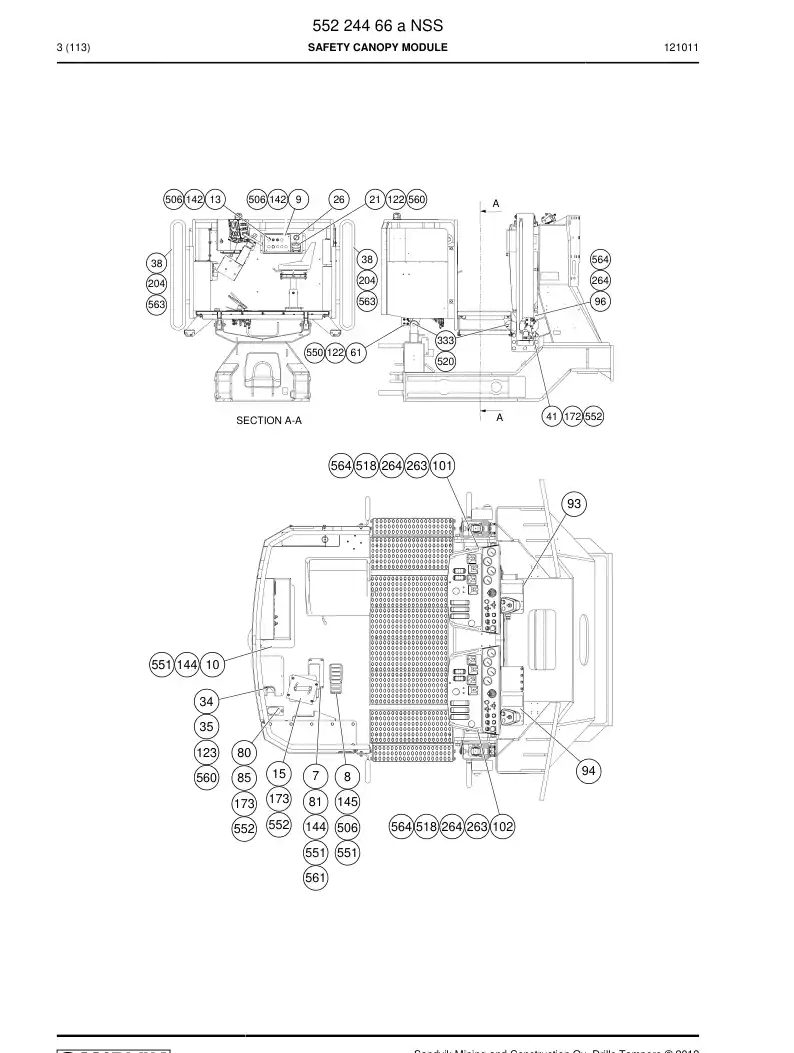 55224466a 552 244 66a Safety canopy module - Sandvik Technical Drawing