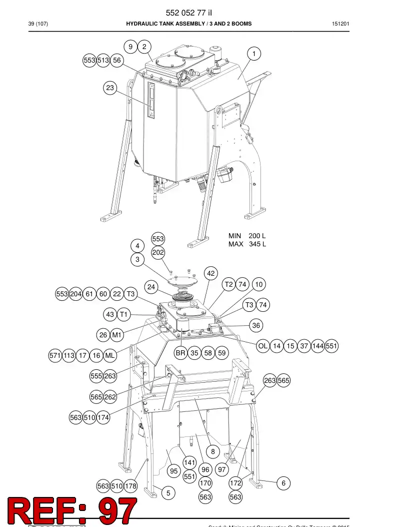 55224697 552 246 97 Heat insulation plate - Sandvik Technical Drawing