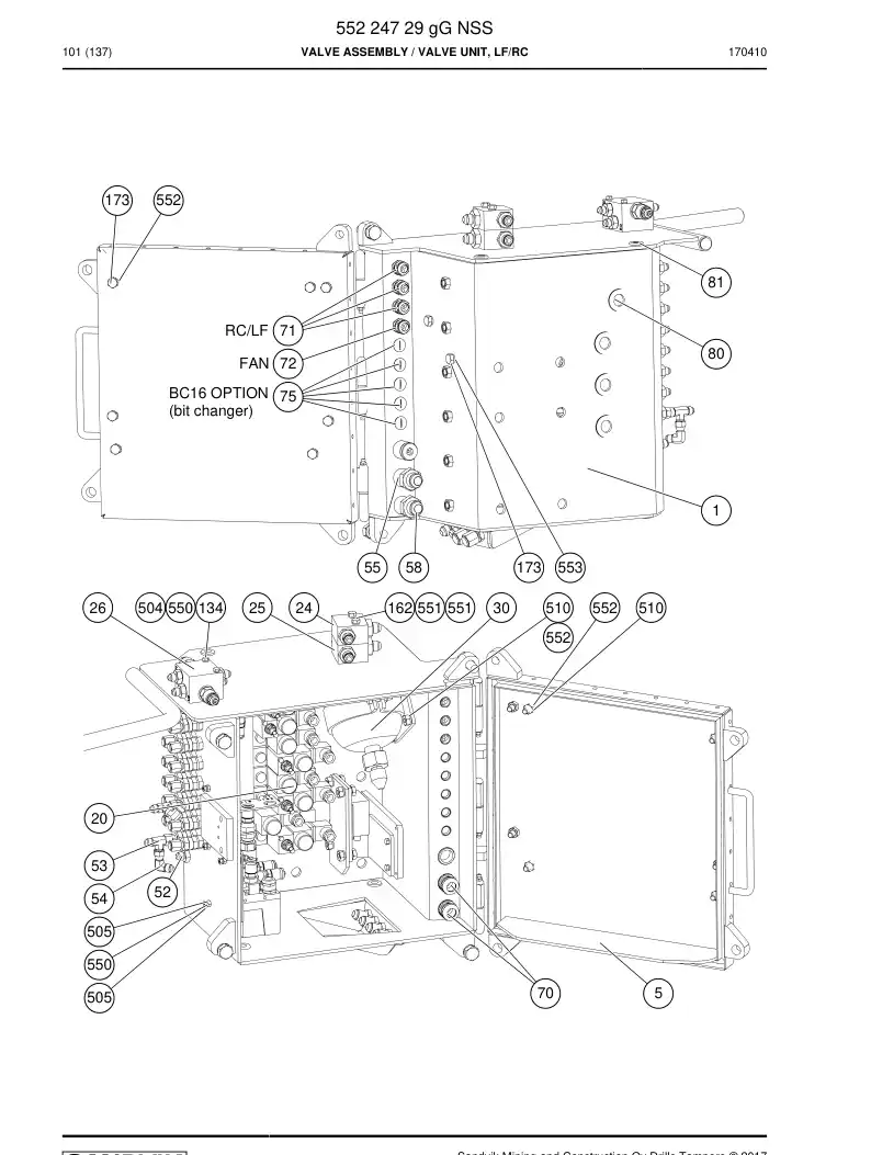 55224729g 552 247 29g Valve Assembly - Sandvik Technical Drawing