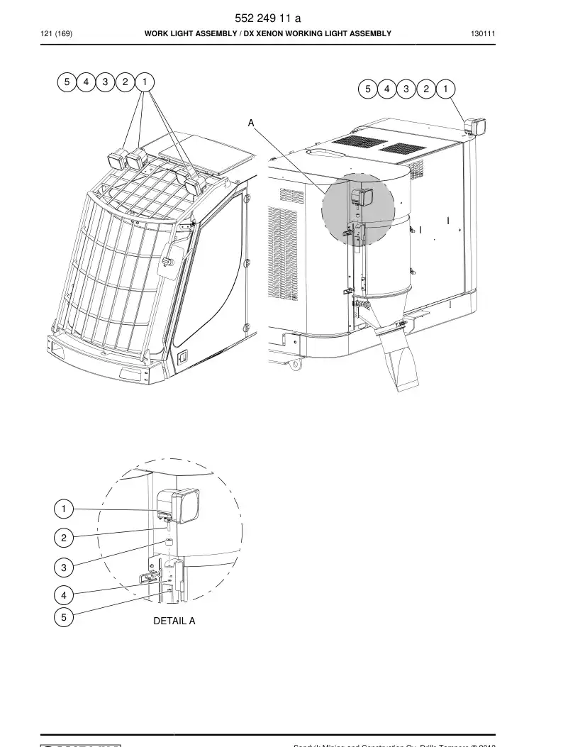 55224911a 552 249 11a Work Light Assembly - Sandvik Technical Drawing