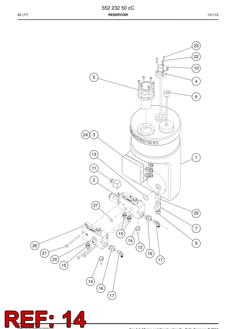 55224975 552 249 75 Cover, Rubber - Sandvik Technical Drawing