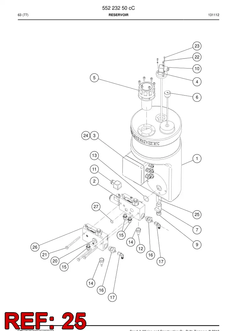 55224976 552 249 76 Union, Bulkhead - Sandvik Technical Drawing