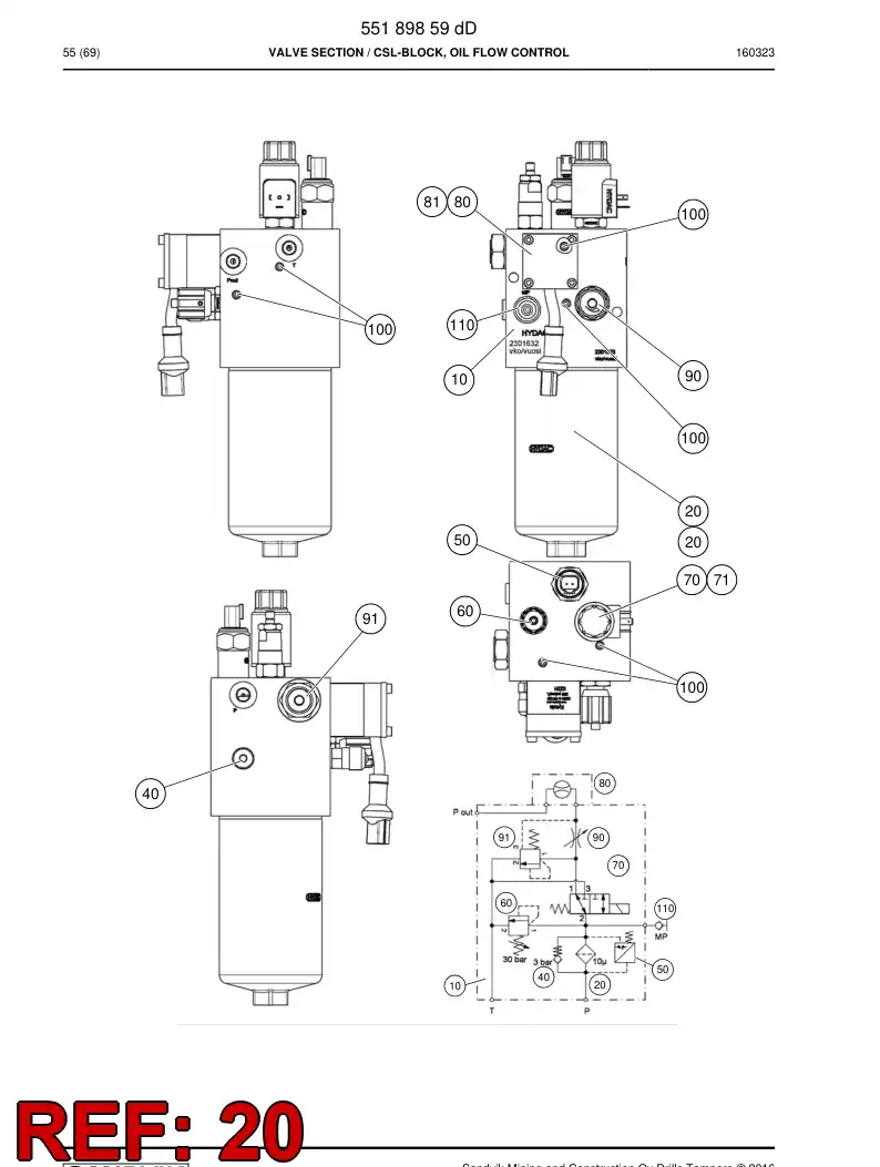 55225021 552 250 21 Bowl, Filter - Sandvik Technical Drawing