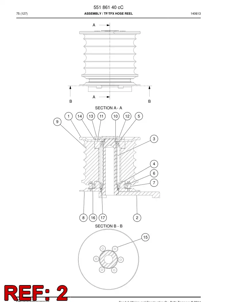 55225041a 552 250 41a Shaft Assembly - Sandvik Technical Drawing