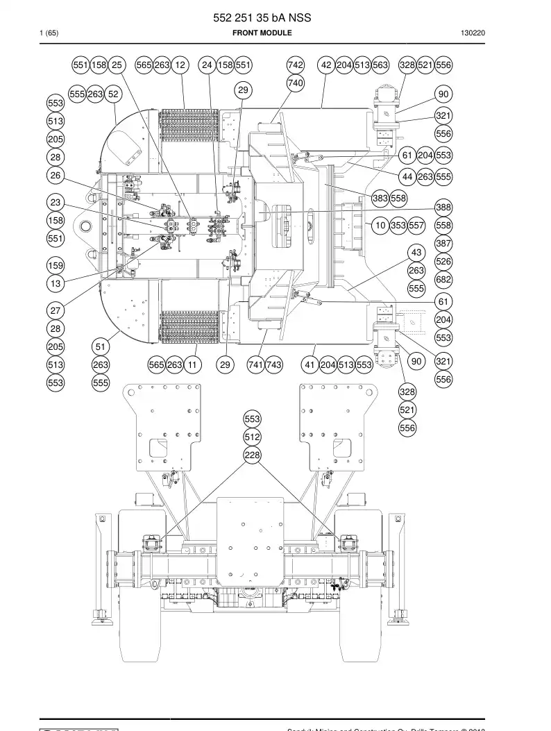 55225135b 552 251 35b Front module - Sandvik Technical Drawing