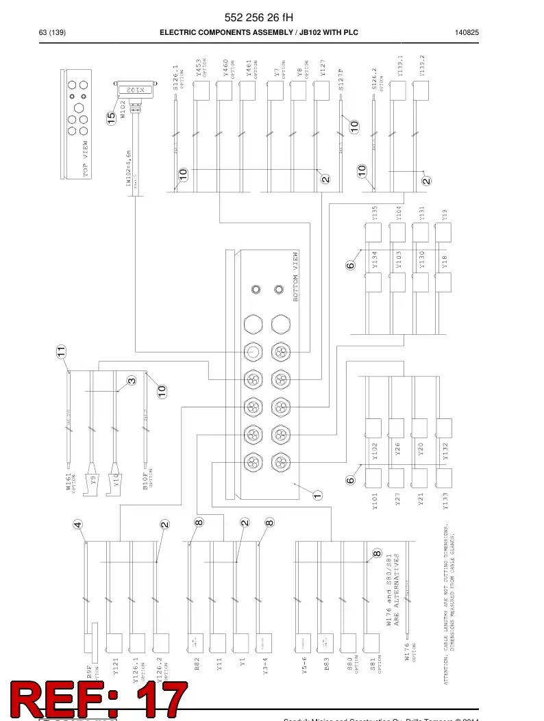 55225232h 552 252 32h Electric Components Assembly - Sandvik Technical Drawing