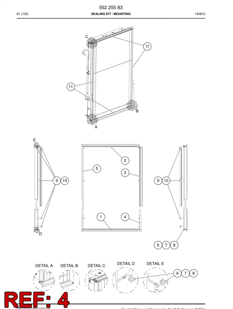 55225584 552 255 84 Plate - Sandvik Technical Drawing