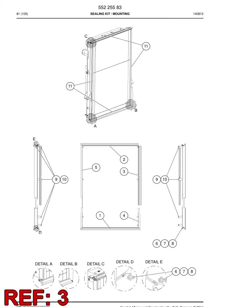 55225585 552 255 85 Plate - Sandvik Technical Drawing